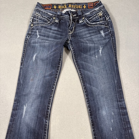 Rock Revival Stephanie Boot Cut jeans womens 26 flap pocket distress - Picture 10 of 13